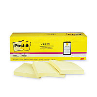 Post-it Pads in Canary Yellow, Cabinet Pack, 3" x 3", 90 Sheets/Pad, 24 Pads/Pack (65424SSCP)