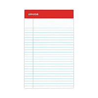 Universal Perforated Ruled Writing Pads, Narrow Rule, Red Headband, 50 White 5 x 8 Sheets, Dozen (UNV46300)