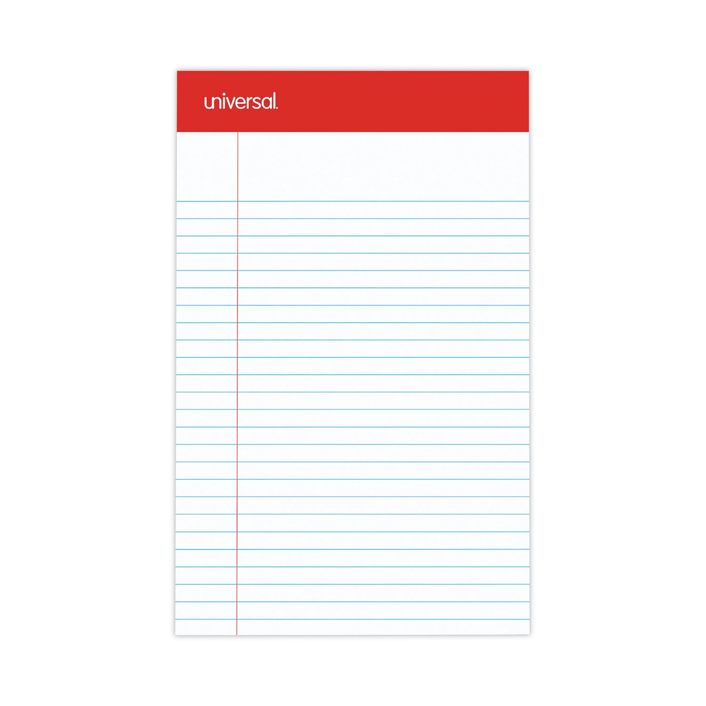 Universal Perforated Ruled Writing Pads, Narrow Rule, Red Headband, 50 White 5 x 8 Sheets, Dozen (UNV46300)