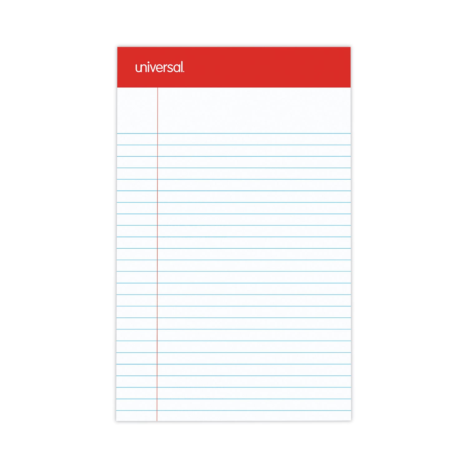 Universal Perforated Ruled Writing Pads, Narrow Rule, Red Headband, 50 White 5 x 8 Sheets, Dozen (UNV46300)