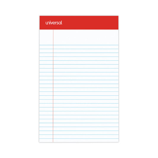 Universal Perforated Ruled Writing Pads, Narrow Rule, Red Headband, 50 White 5 x 8 Sheets, Dozen (UNV46300)