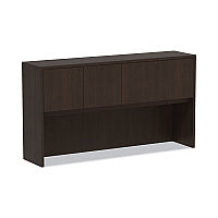 Alera Valencia Series Hutch with Doors, 4 Compartments, 64.75w x 15d x 35.38h, Espresso (ALEVA286615ES)