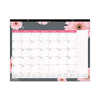Brownline Monthly Desk Pad Calendar, Pink Daisy Artwork, 22 x 17, Pink/White Sheets, Black Binding, 12-Month (Jan to Dec): 2026 (C193105)