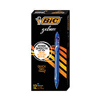 BIC Gel-ocity Quick Dry Gel Pen, Retractable, Medium 0.7 mm, Blue Ink, Blue Barrel, Dozen (RGLCG11BE)