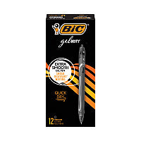 BIC Gel-ocity Quick Dry Gel Pen, Retractable, Medium 0.7 mm, Black Ink, Black Barrel, Dozen (RGLCG11BK)