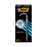 BIC Gel-ocity Gel Pen, Retractable, Medium 0.7 mm, Black Ink, Translucent Black Barrel, Dozen (RLC11BK)