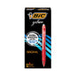 BIC Gel-ocity Gel Pen, Retractable, Medium 0.7 mm, Red Ink, Translucent Red Barrel, Dozen (RLC11RD)