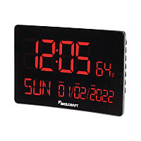 AbilityOne 6645016988078 SKILCRAFT LED Self-set Digital Clock, 9.7" x 6.3", Black Case, AC Powered, 1 CR2032 (included)