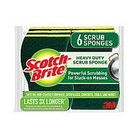 Scotch-Brite Heavy-Duty Scrub Sponge, 4.5 x 2.7, 0.6" Thick, Yellow/Green, 6/Pack (426)