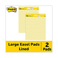 Post-it Vertical-Orientation Self-Stick Easel Pads, Presentation Format (1.5" Rule), 25 x 30, Yellow, 30 Sheets, 2/Carton (561)