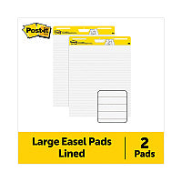 Post-it Vertical-Orientation Self-Stick Easel Pads, Presentation Format (1.5" Rule), 25 x 30, White, 30 Sheets, 2/Pack (561WLVAD2PK)