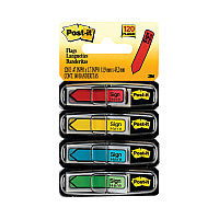 Post-it Arrow Message 0.5" Page Flags w/Dispensers, "Sign Here", Asst Primary, 30 Flags Dispenser, 4 Dispensers/Pack (684SH)