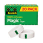 Scotch Magic Tape Value Pack, 1" Core, 0.75" x 83.33 ft, Clear, 20/Pack (810K20)