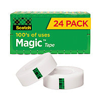 Scotch Magic Tape Value Pack, 1" Core, 0.75" x 83.33 ft, Clear, 24/Pack (810K24)