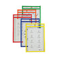 C-Line Reusable Dry Erase Pockets, 6 x 9, Assorted Primary Colors, 10/Pack (41610)