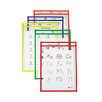 C-Line Reusable Dry Erase Pockets, 9 x 12, Assorted Primary Colors, 25/Box (40620)