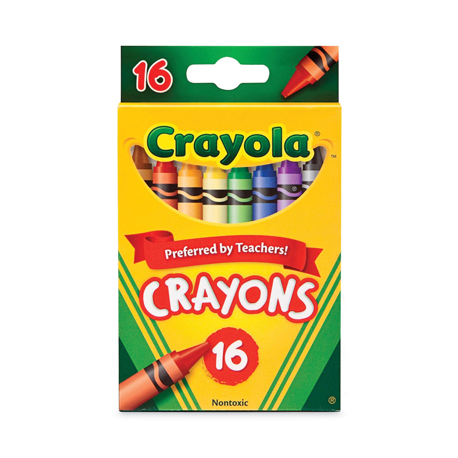 Crayola Classic Color Crayons, Peggable Retail Pack, 16 Colors/Pack (523016)