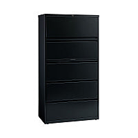 Hirsh Industries Lateral File Cabinet, 5 Letter/Legal/A4-Size File Drawers, Black, 36 x 18.62 x 67.62 (14992)