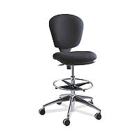 Safco Metro Collection Extended-Height Chair, Supports Up to 250 lb, 23" to 33" Seat Height, Black Seat/Back, Chrome Base (3442BL)