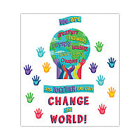 Carson-Dellosa Motivational Bulletin Board Sets, 47-Piece Set, One World, 24.7" x 20", Multicolor (110488)