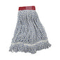 Boardwalk Mop Head, Floor Finish, Wide, Rayon/Polyester, Large, White/Blue, 12/Carton (BWK553)