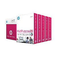 HP MultiPurpose20 Paper, 96 Bright, 20 lb Bond Weight, 8.5 x 11, White, 500 Sheets/Ream, 5 Reams/Carton (115100)