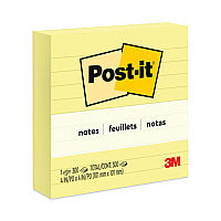 Post-it Original Pads in Canary Yellow, Note Ruled, 4" x 4", 300 Sheets/Pad (675YL)