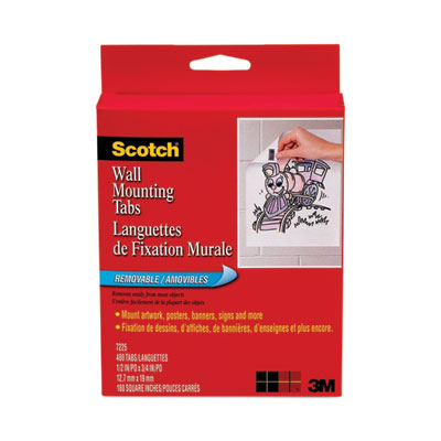 Scotch Precut Removable Mounting Tabs, Removable, Holds Up to 0.25 lb, 6 Tabs, Double-Sided, 0.5 x 0.75, Black, 480/Pack 0.45" Length x 0.45" Width - Synthetic - 125 mil - Open-cell Foam Backing - For Mounting Artwork, Sign, Multi Surface, Mount Pi (7225)