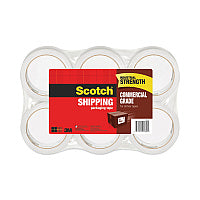 Scotch 3750 Commercial Grade Packaging Tape, 3" Core, 1.88" x 54.6 yds, Clear, 6/Pack (37506)