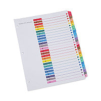 Universal Deluxe Table of Contents Dividers for Printers, 26-Tab, A to Z, 11 x 8.5, White, 1 Set (UNV24812)