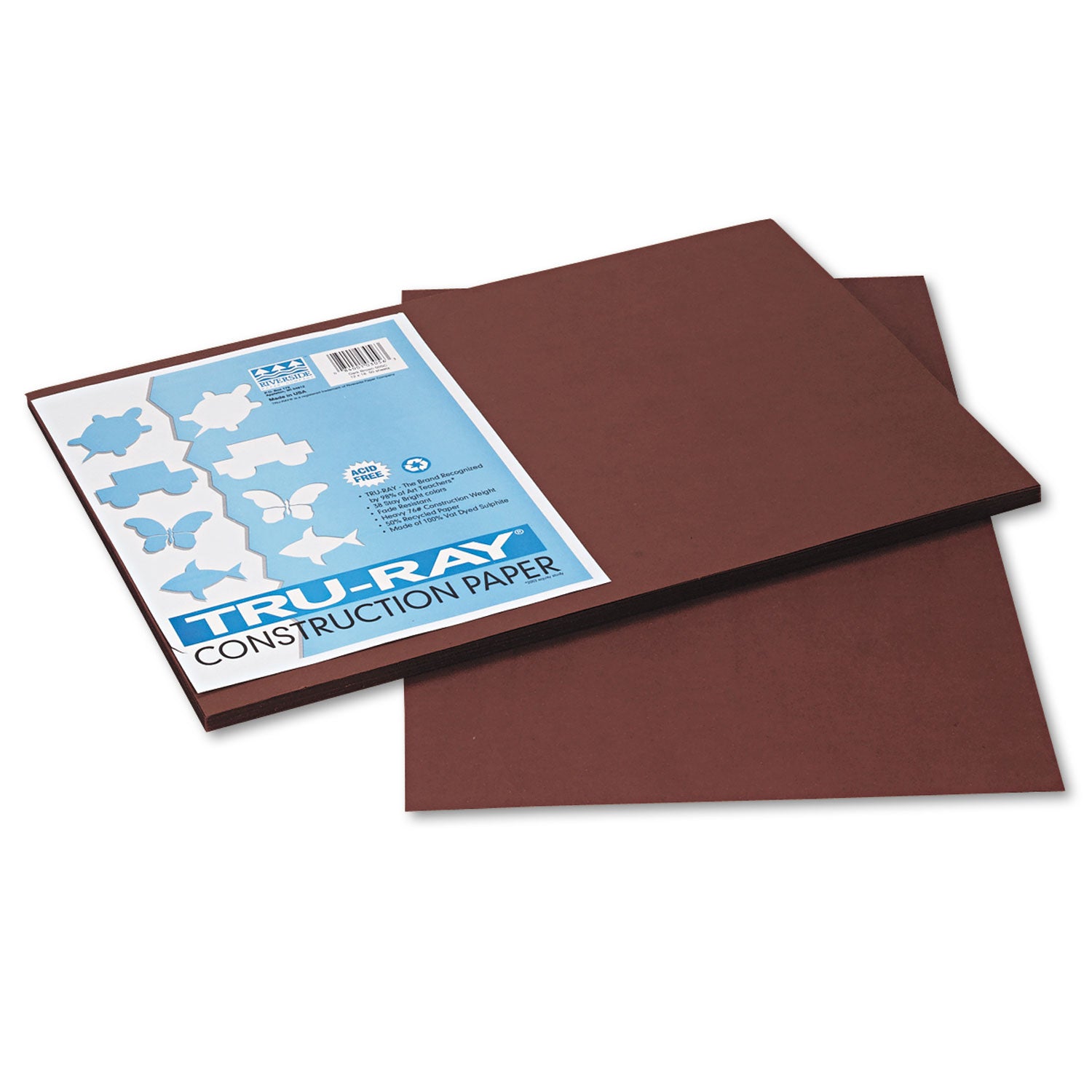 Pacon Tru-Ray Construction Paper, 76 lb Text Weight, 12 x 18, Dark Brown, 50/Pack (103056)