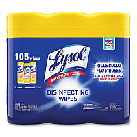 Lysol(R) Disinfecting Wipes, Lemon Lime, 105 Wipes, 3 Canisters (82159PK)