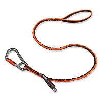 ergodyne Squids 3108F(x)Tool Lanyard with Locking Aluminum Carabiner + Loop, 15 lb Max Working Capacity, 38" to 48" Long, Orange/Gray (19808)