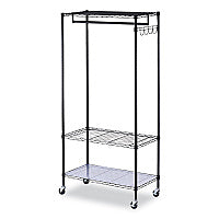 Alera Wire Shelving Garment Rack, 30 Garments, 36w x 18d x 75h, Black (ALEGR363618BL)
