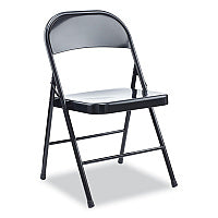 Alera Armless Steel Folding Chair, Supports Up to 275 lb, Black Seat, Black Back, Black Base, 4/Carton (ALECA941)