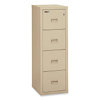 FireKing Compact Turtle Insulated Vertical File, 1-Hour Fire Protection, 4 Legal/Letter File Drawer, Parchment, 17.75 x 22.13 x 52.75 (4R1822CPA)