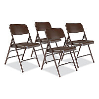 NPS 300 Series Deluxe All-Steel Triple Brace Folding Chair, Supports Up to 480 lb, 17.25" Seat Height, Brown, 4/Carton (303)