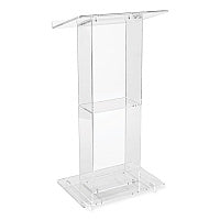 Oklahoma Sound Clear Acrylic Lectern with Shelf, 24 x 15 x 46, Clear (401S)