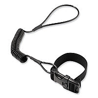 ergodyne Squids 3157 Coiled Lanyard with Buckle, 2 lb Max Working Capacity, 12" to 48" Long, Black (19156)