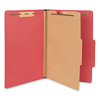 Universal Bright Colored Pressboard Classification Folders, 2" Expansion, 1 Divider, 4 Fasteners, Legal Size, Ruby Red Exterior, 10/Box (UNV10213)