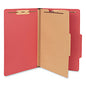 Universal Bright Colored Pressboard Classification Folders, 2" Expansion, 1 Divider, 4 Fasteners, Legal Size, Ruby Red Exterior, 10/Box (UNV10213)