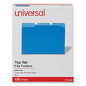 Universal Deluxe Colored Top Tab File Folders, 1/3-Cut Tabs: Assorted, Letter Size, Blue/Light Blue, 100/Box (UNV10501)