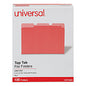 Universal Deluxe Colored Top Tab File Folders, 1/3-Cut Tabs: Assorted, Letter Size, Red/Light Red, 100/Box (UNV10503)