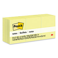 Post-it Original Pads in Canary Yellow, 1.38" x 1.88", 100 Sheets/Pad, 12 Pads/Pack (653YW)