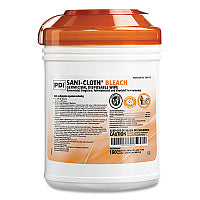 Sani-Cloth Bleach Germicidal Disposable Wipes, 1-Ply, 6 x 5, Unscented, White, 160/Canister, 12 Canisters/Carton (P84172)