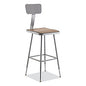 NPS 6300 Series Height Adjustable Heavy-Duty Square Seat Stool w/ Back, Supports 500 lb, 23.75" to 31.75" Seat Height, Brown/Gray (6324HB)