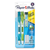 Paper Mate Clear Point Mechanical Pencils with Tube of Lead/Erasers, 0.7 mm, HB (#2), Black Lead, Randomly Assorted Barrel Colors, 2/PK (56047PP)