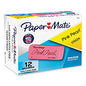 Paper Mate Pink Pearl Eraser, For Pencil Marks, Rectangular Block, Large, Pink, 12/Box (70521)