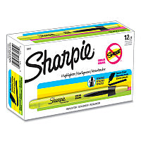 Sharpie Retractable Highlighters, Fluorescent Yellow Ink, Chisel Tip, Yellow/Black Barrel, Dozen (28025)