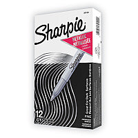Sharpie Metallic Fine Point Permanent Markers, Fine Bullet Tip, Metallic Silver, Dozen (39100)